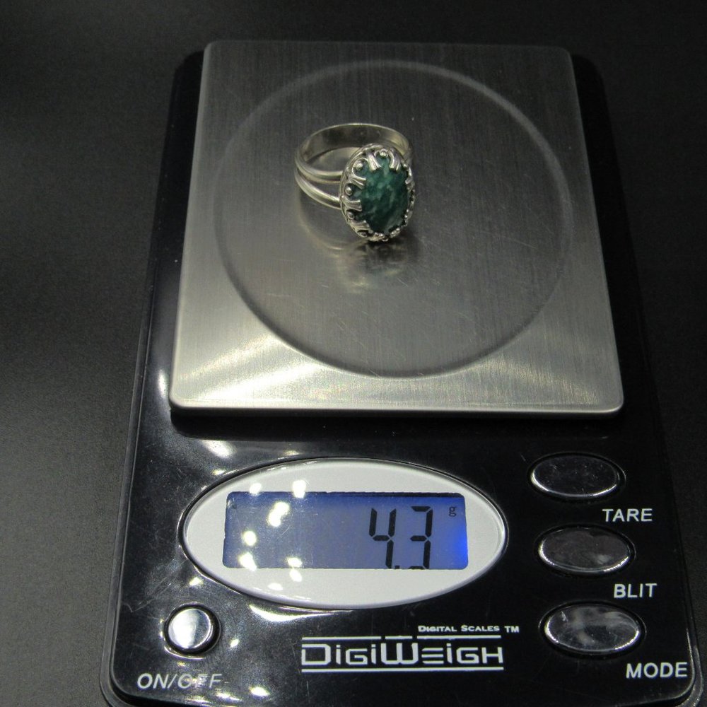 Size 7 Sterling Silver Amazonite Stone Band Ring - Picture 8 of 8